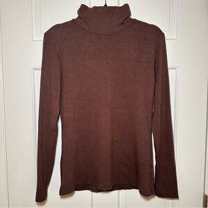 Tweed Ribbed Brown Turtleneck Top Size L
